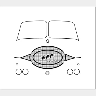 ERF KV classic 1950s lorry black outline graphic Posters and Art